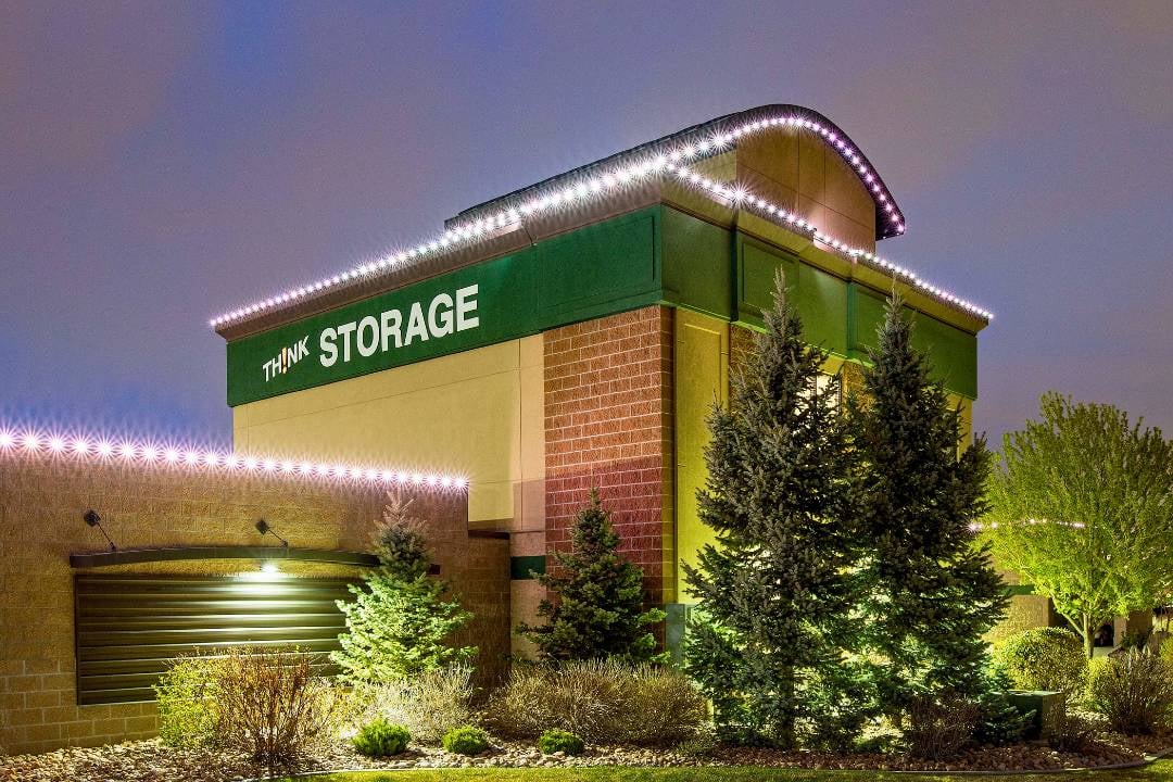 A security storage company with trimlight lighting on it.